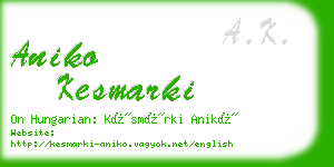 aniko kesmarki business card